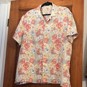 J. Crew Red and Blue Floral Button-Down Shirt
